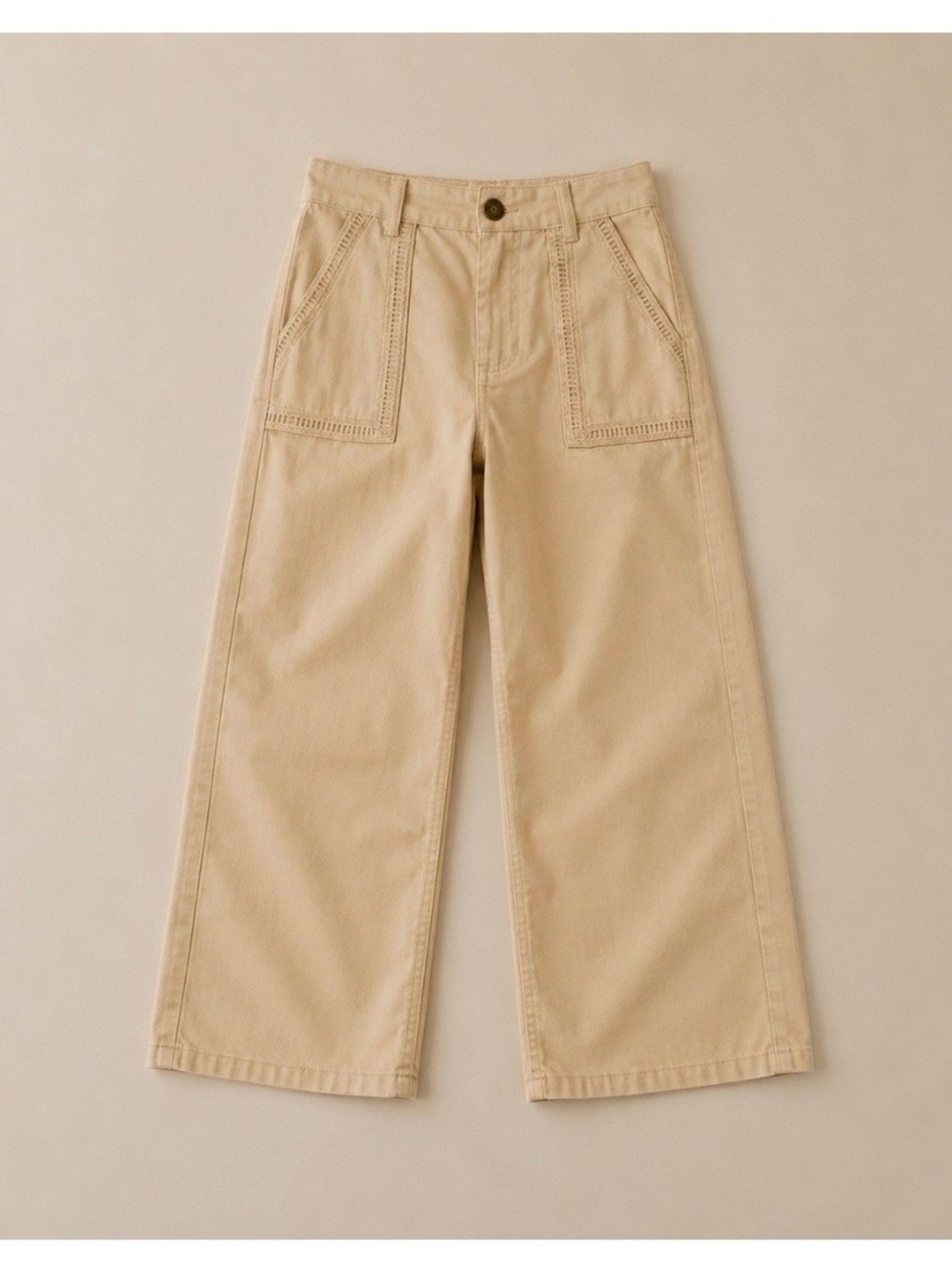 Kids Wide-Leg Casual Pants in Beige